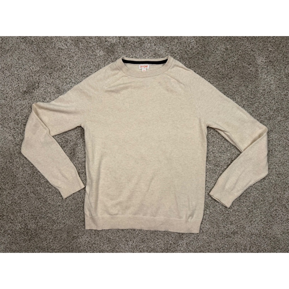 Cat & Jack Sweater Crewneck XL (14) Oatmeal Heather Beige Raglan Long Sleeve